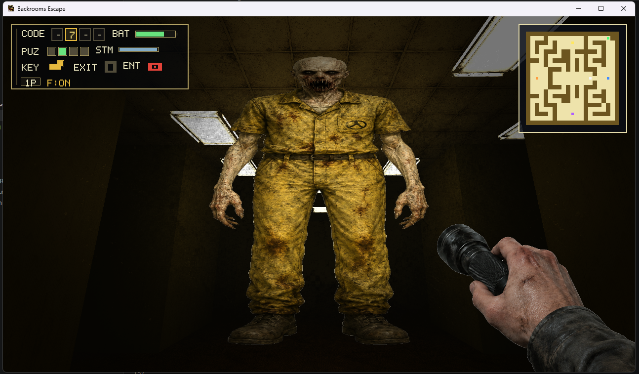 Enemy visible under the flashlight in Backrooms Escape